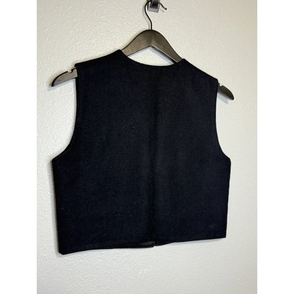 Vintage Paul Harris Floral Embroidered Black Wool Vest Womens Small Grandma Core - Picture 6 of 6